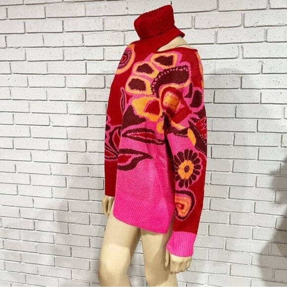 Farm Rio Pink Bold Floral Knit Sweater - Size Medium - Picture 4 of 9